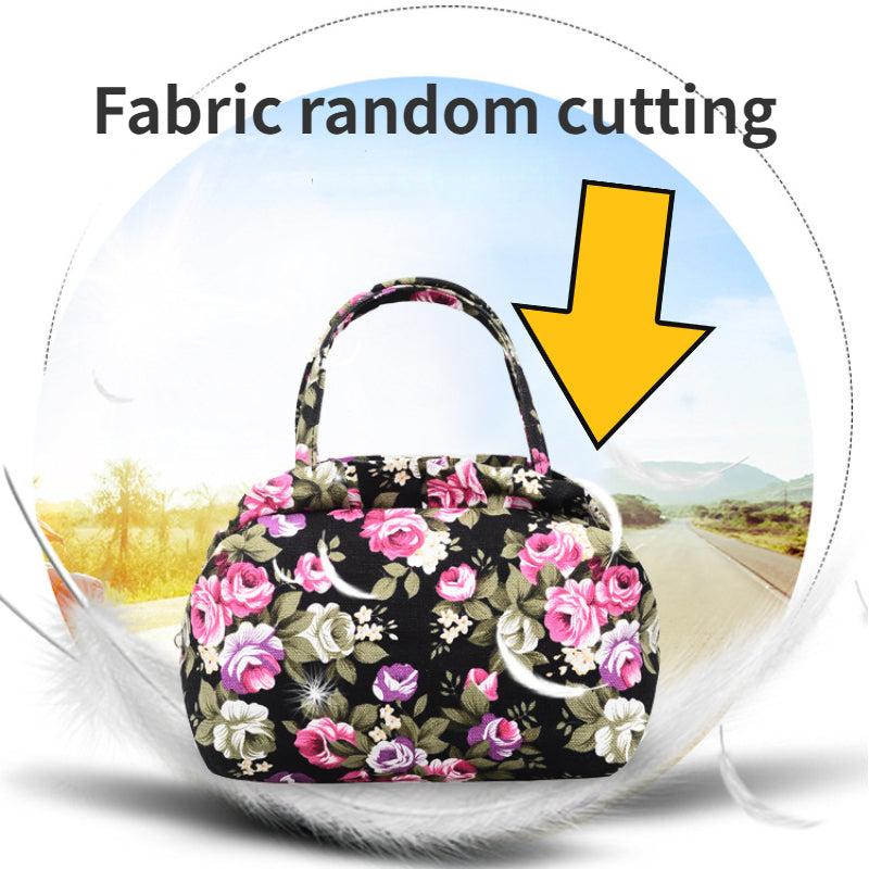 Flower Pattern Satchel Handbag Canvas Lightweight Decorative Satchel Bag Purse