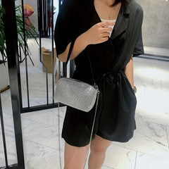Rhinestone Cylinder Chain Crossbody Bag Shoulder Purse