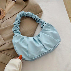 Cloud Pleated Soft Underarm Bag Casual Stylish Baguette Bag