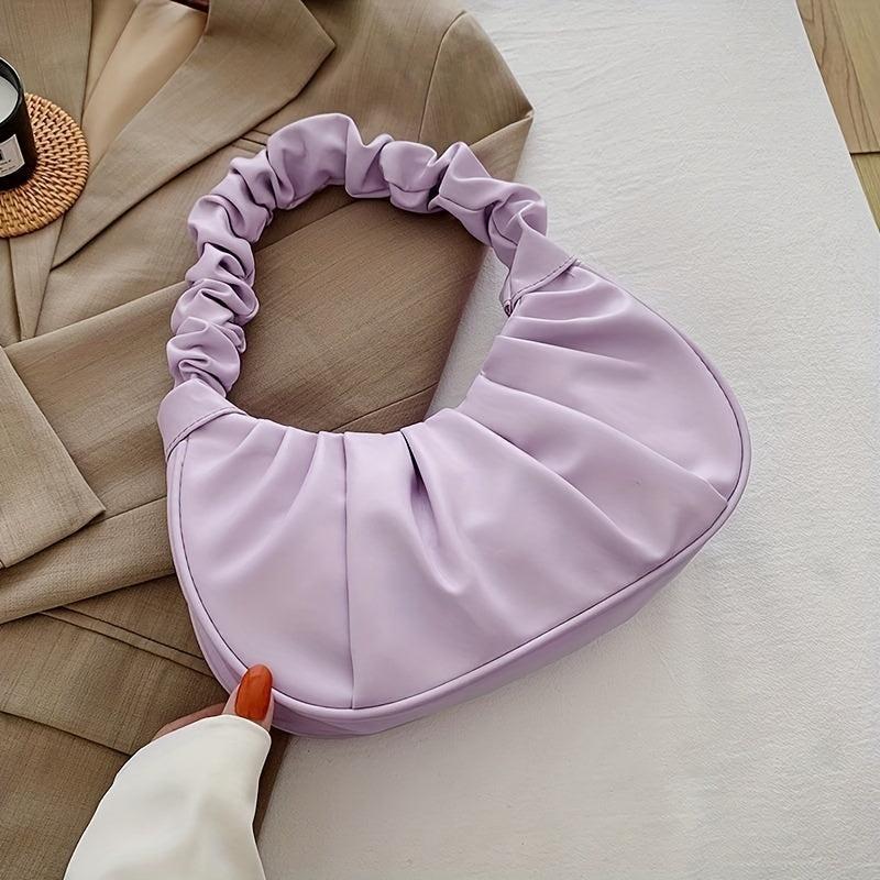 Cloud Pleated Soft Underarm Bag Casual Stylish Baguette Bag