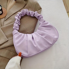 Cloud Pleated Soft Underarm Bag Casual Stylish Baguette Bag