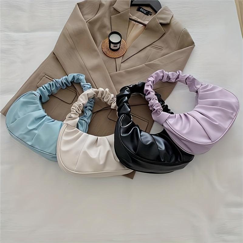 Cloud Pleated Soft Underarm Bag Casual Stylish Baguette Bag