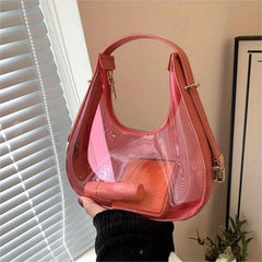 Clear Shoulder Purse & Handbag Transparent Crescent Bag Jelly Underarm Bag