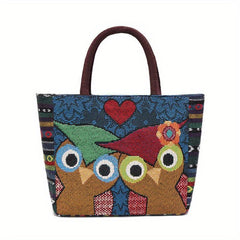 Butterfly Embroidery Canvas Handbag Small Zipper Tote Bag