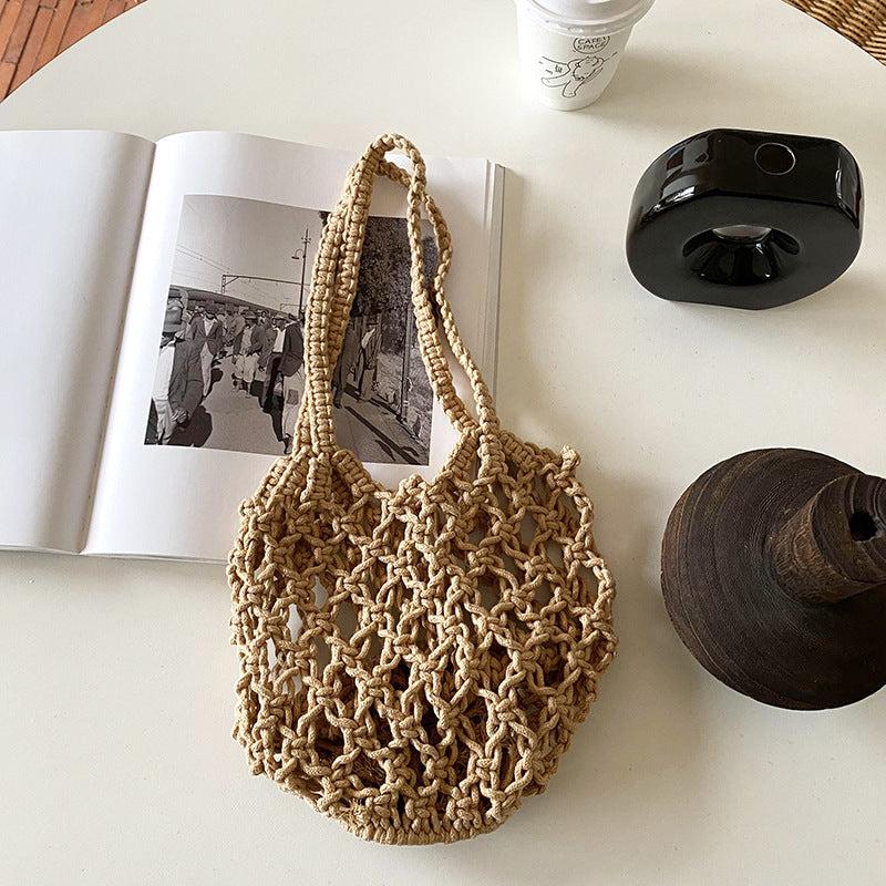 Hollow Out Woven Handbag Solid Crochet Bag