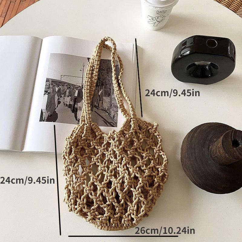 Hollow Out Woven Handbag Solid Crochet Bag