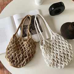 Hollow Out Woven Handbag Solid Crochet Bag