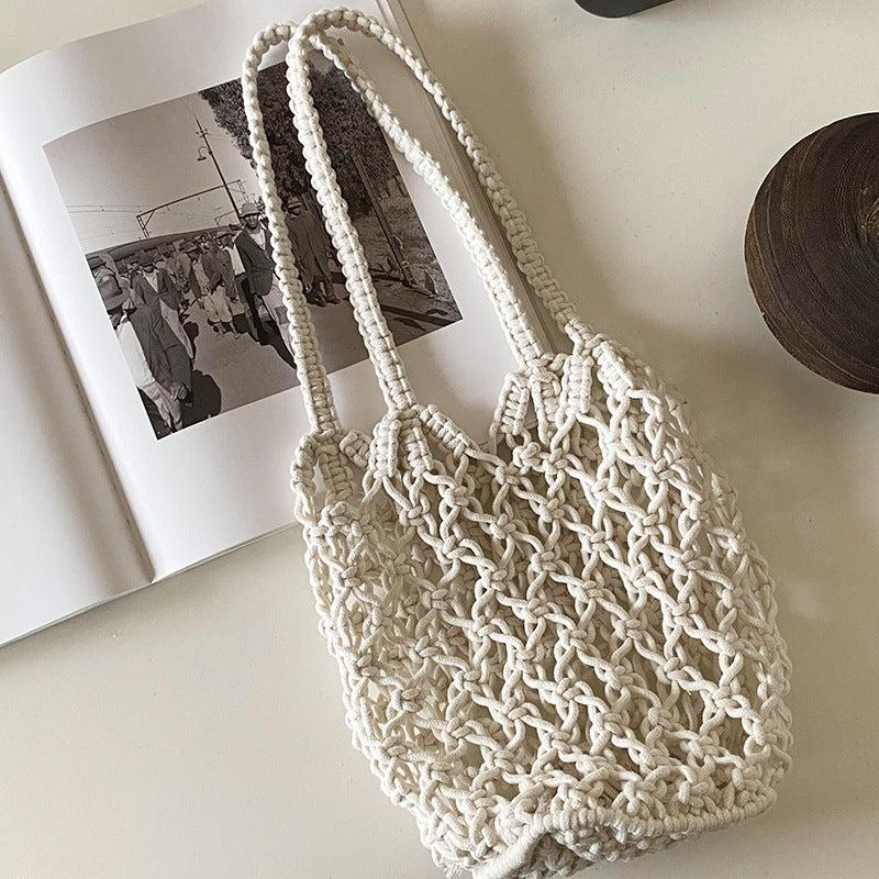 Hollow Out Woven Handbag Solid Crochet Bag
