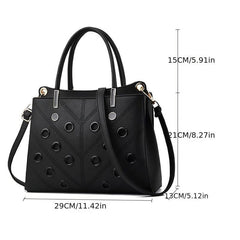 Metal Hole Decor Stitch Detail Crossbody Bag Top Handle Purse