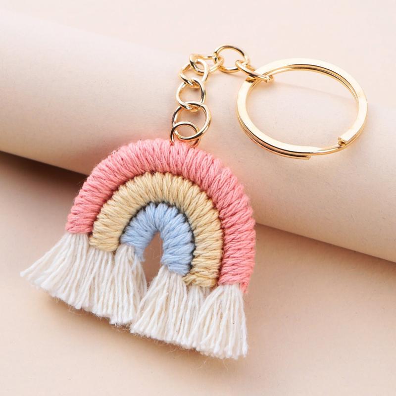 Rainbow Shape Keychain Bag Accessories Pendant Knitting Keychain Girls