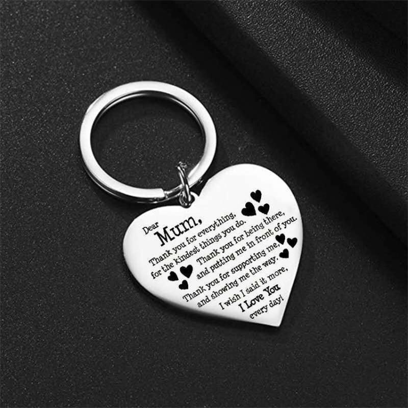 Mother Stainless Steel Heart Keychain Mother's Gift