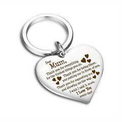 Mother Stainless Steel Heart Keychain Mother's Gift