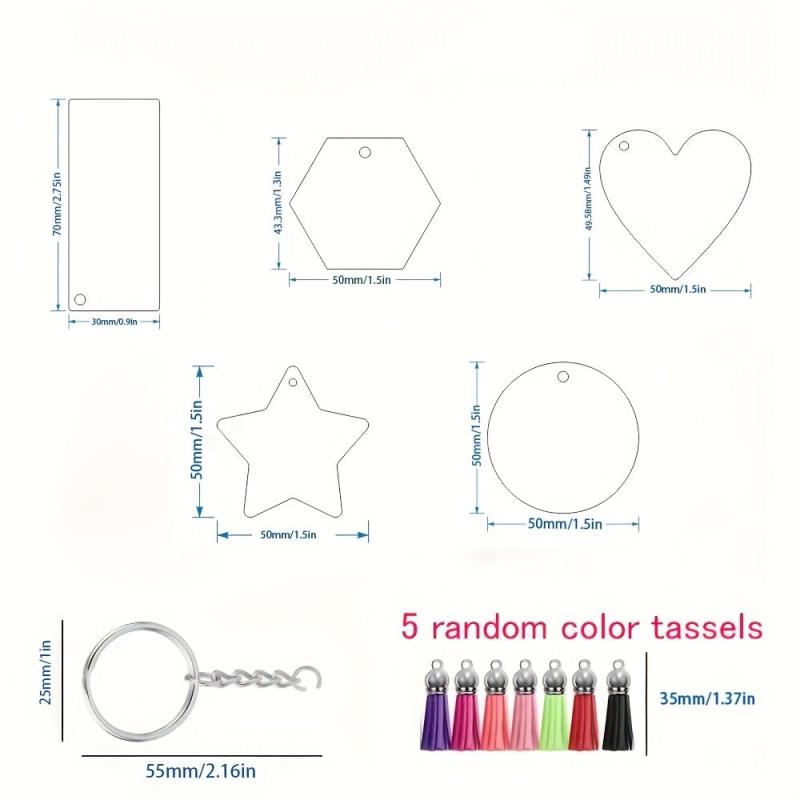 25Pcs Sublimation Acrylic Blanks Keychains DIY Crafts Decoration