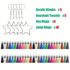 25Pcs Sublimation Acrylic Blanks Keychains DIY Crafts Decoration