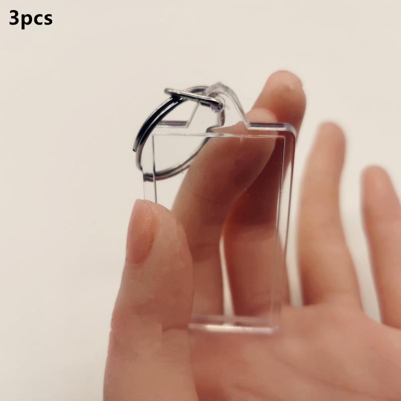 3pcs Acrylic Photo Frame Keyring Clear Picture Keychain Gift Artwork