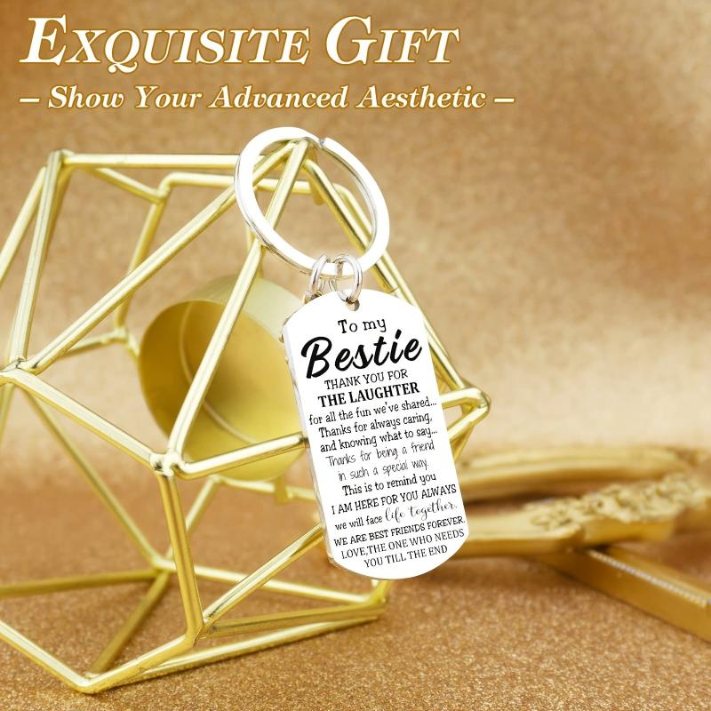 Bestie Keychain Floral Keychain Gift For Birthday Keyring True Friends