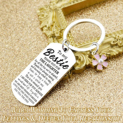 Bestie Keychain Floral Keychain Gift For Birthday Keyring True Friends