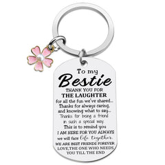 Bestie Keychain Floral Keychain Gift For Birthday Keyring True Friends