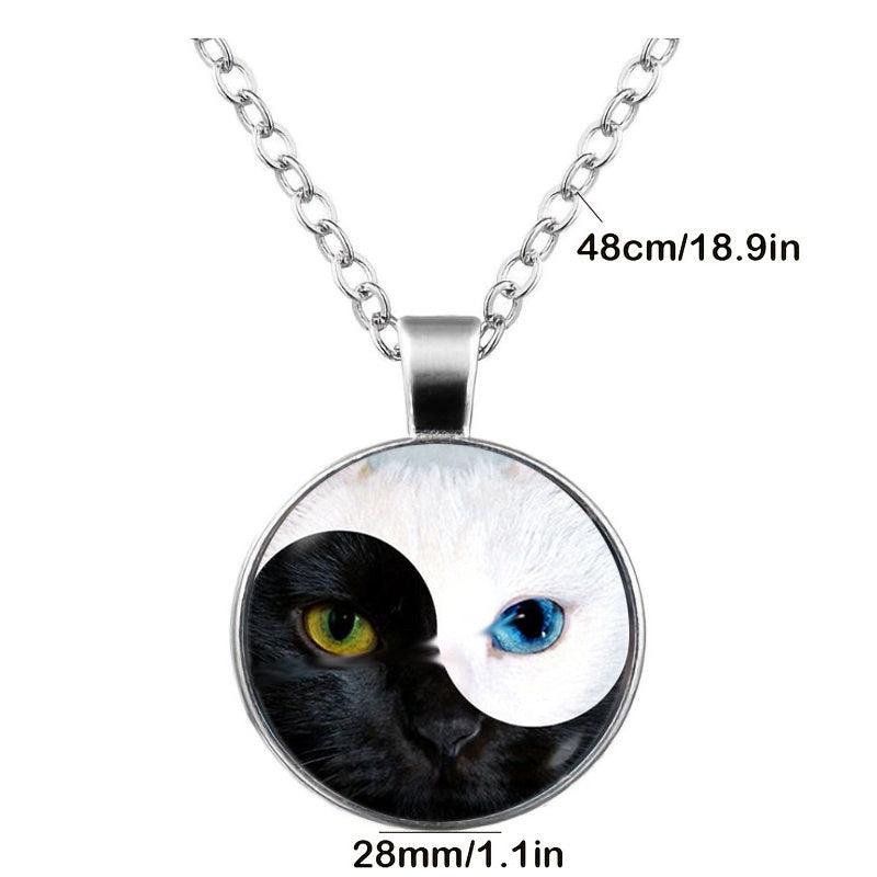 Cat's Eye Yin Yang Keychain Time Gem Necklace Women's Pendant