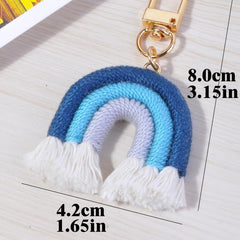 Rainbow Tassel Keychain Holder Bag Wallet Decor Women Girls