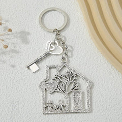 Family House Keychain Dad Mom Child Love Handbag Purse Key Chain