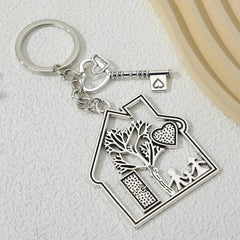 Family House Keychain Dad Mom Child Love Handbag Purse Key Chain