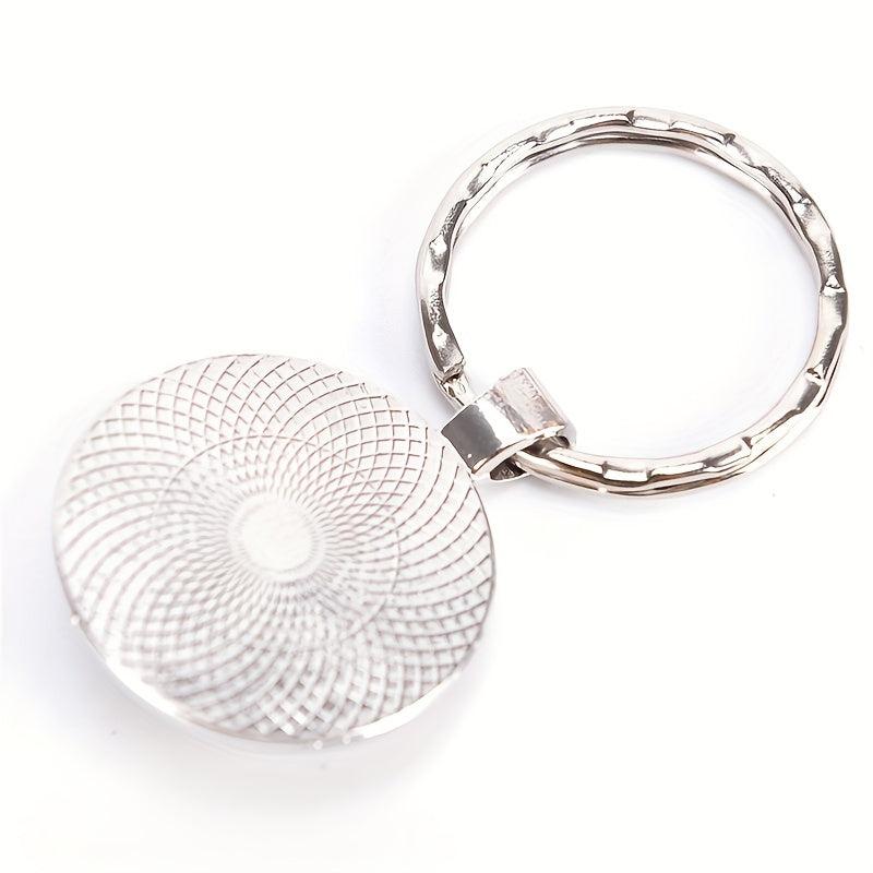 Books Time Gemstone Keychain Silvery Metal Keyring Charm
