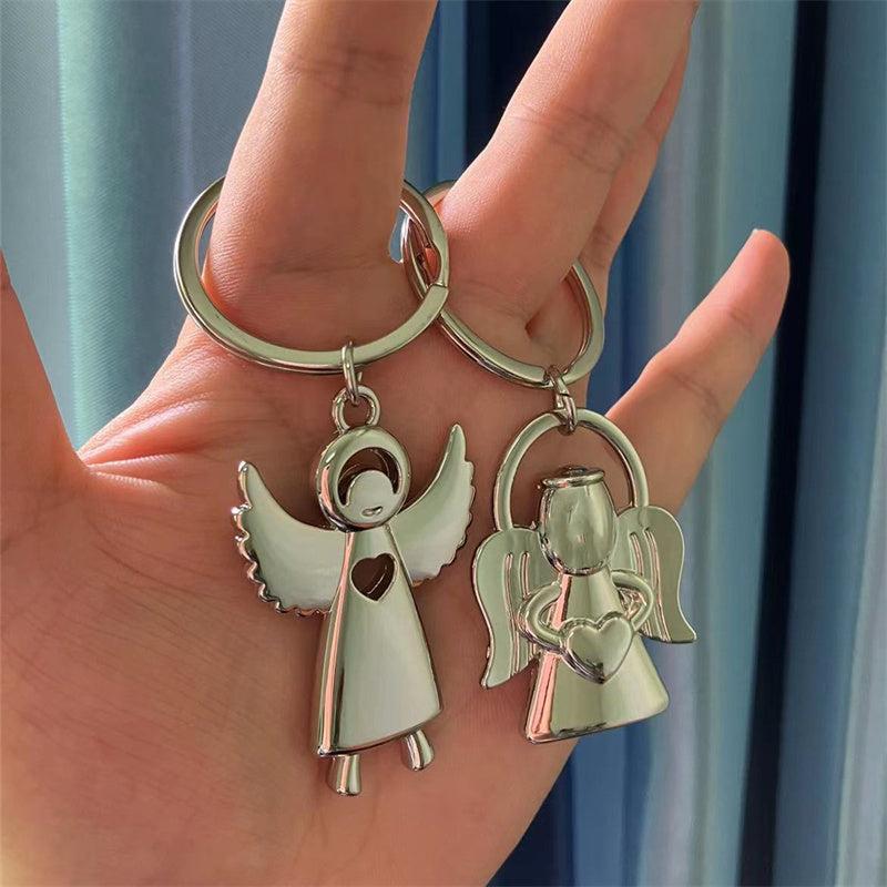 Angel & Heart Keychain Metal Key Ring Purse Charm Gift