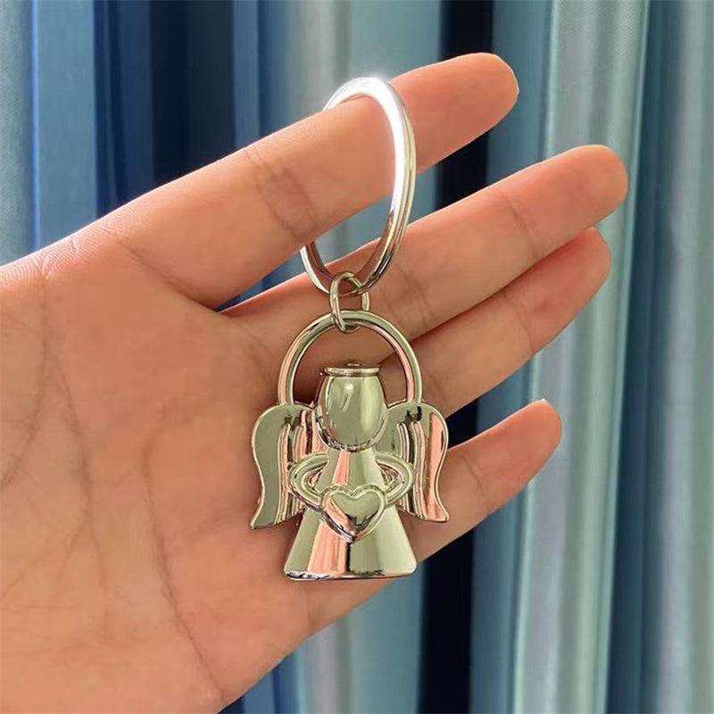 Angel & Heart Keychain Metal Key Ring Purse Charm Gift