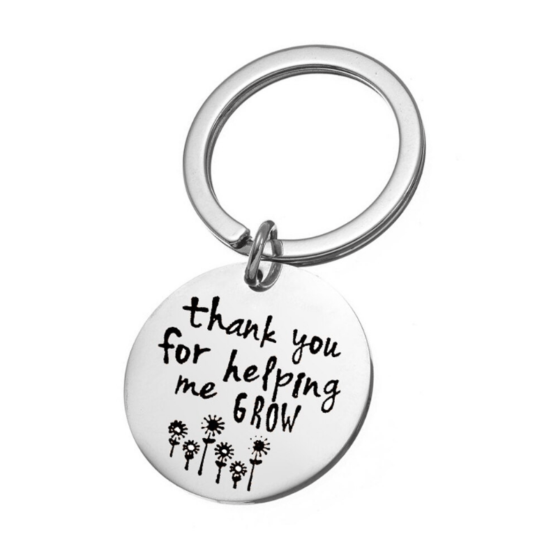 Teacher's Gift Keychain Thank You For Helping Grow Keyring Jewelry Gift