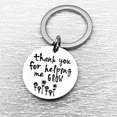 Teacher's Gift Keychain Thank You For Helping Grow Keyring Jewelry Gift