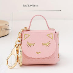 Cat Handbag PU Leather Keychain Car Pendant Keyring