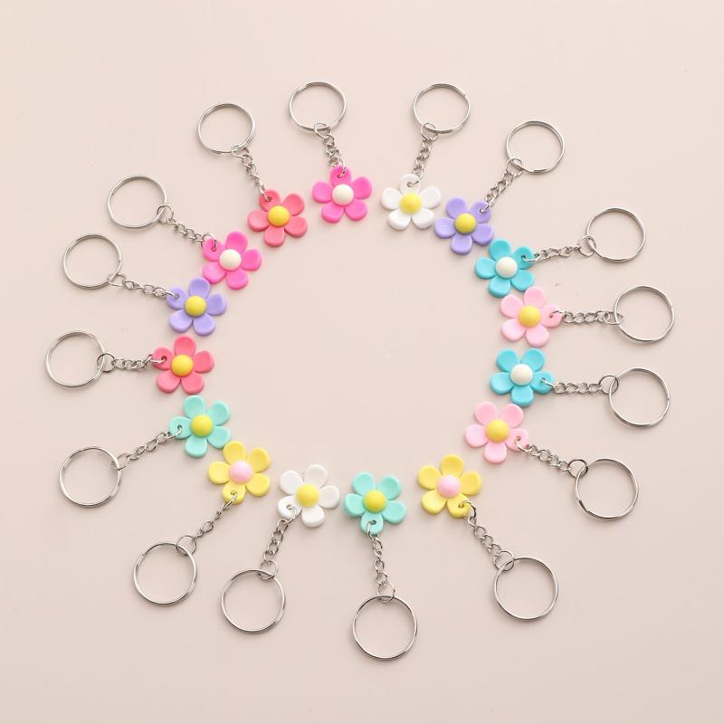 16pcs PVC Sun Flower Keychain Cartoon Colorful Bag Key Chain