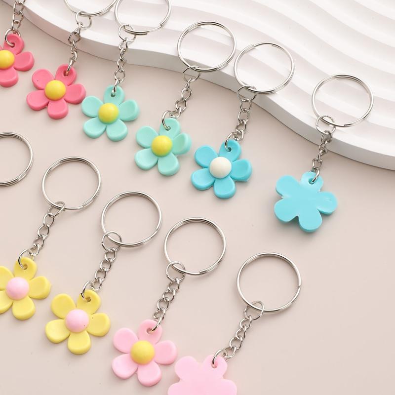 16pcs PVC Sun Flower Keychain Cartoon Colorful Bag Key Chain