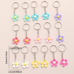 16pcs PVC Sun Flower Keychain Cartoon Colorful Bag Key Chain