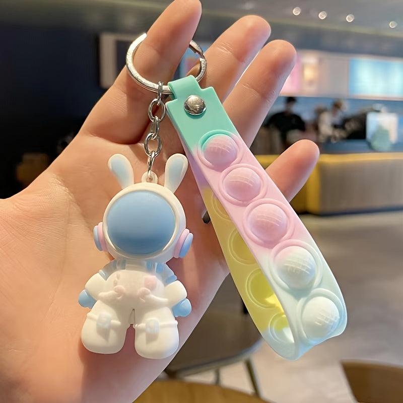 Multicolor 3D Space Rabbit Bunny Keychain Creative Keyring Pendant