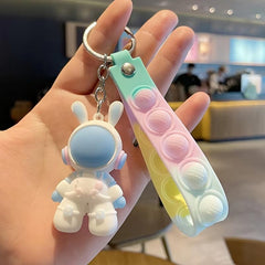 Multicolor 3D Space Rabbit Bunny Keychain Creative Keyring Pendant