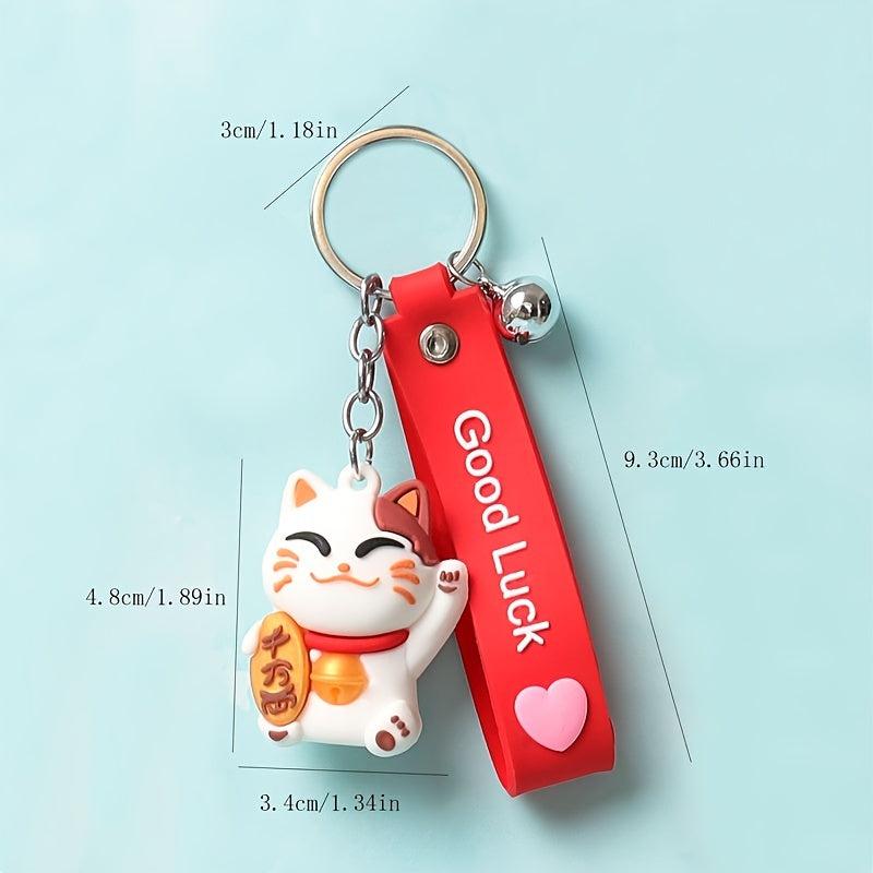 Lucky Cat Keychain Pendants Soft Charms Key Ring For Handbag Backpack Phone DIY