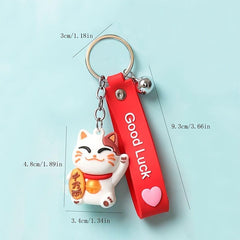 Lucky Cat Keychain Pendants Soft Charms Key Ring For Handbag Backpack Phone DIY