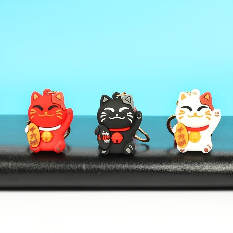 Lucky Cat Keychain Pendants Soft Charms Key Ring For Handbag Backpack Phone DIY