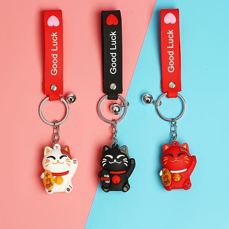 Lucky Cat Keychain Pendants Soft Charms Key Ring For Handbag Backpack Phone DIY