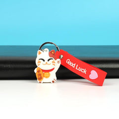 Lucky Cat Keychain Pendants Soft Charms Key Ring For Handbag Backpack Phone DIY