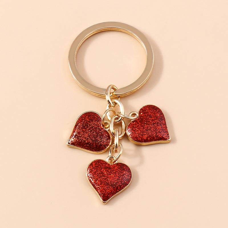Enamel Alloy Heart Key Rings Chains For Women Girls Christmas Gift