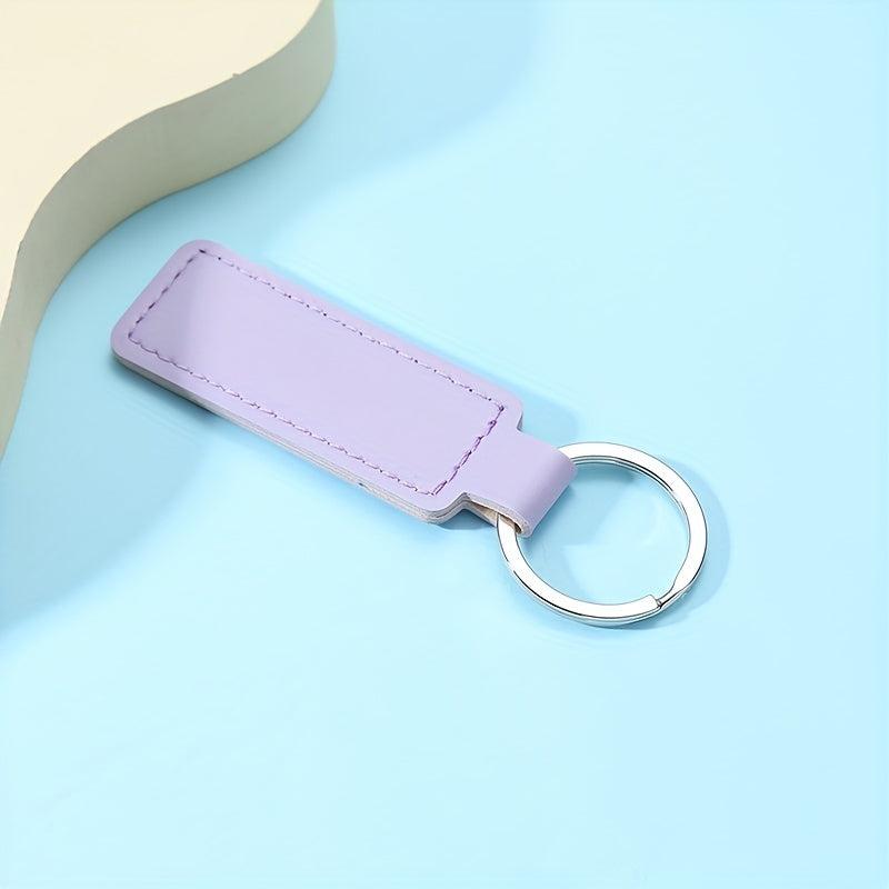 Solid PU Leather Macaroon Keychain Charm Gift