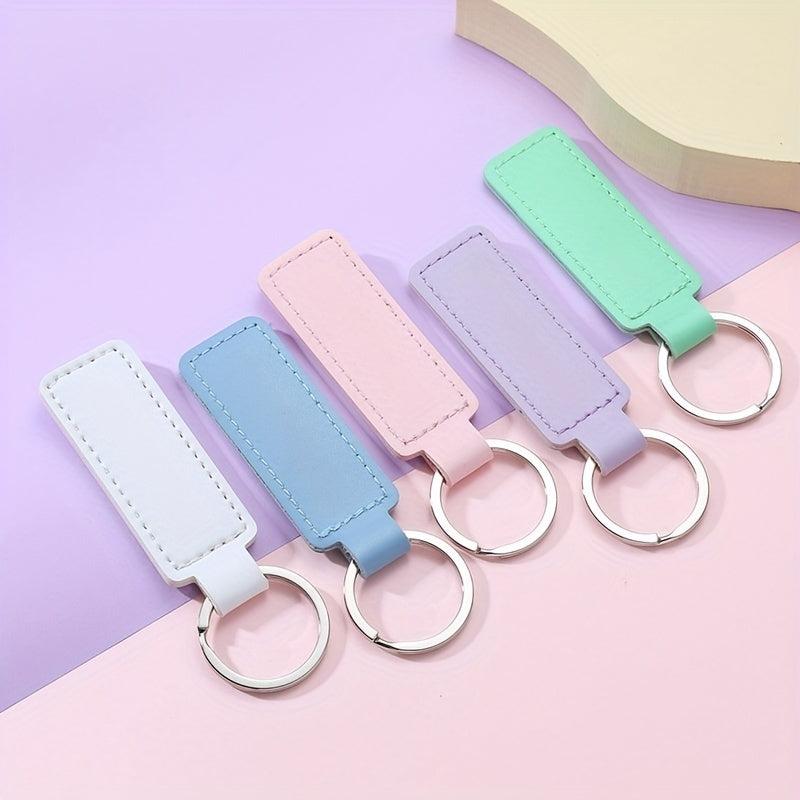 Solid PU Leather Macaroon Keychain Charm Gift