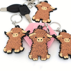 Highland Cattle PVC Keychain Cartoon Keychain For Men