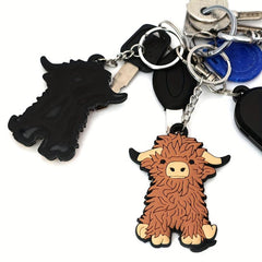 Highland Cattle PVC Keychain Cartoon Keychain For Men