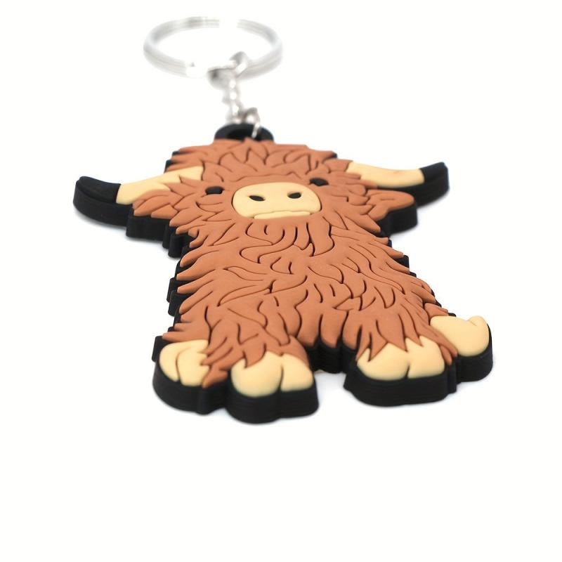 Highland Cattle PVC Keychain Cartoon Keychain For Men
