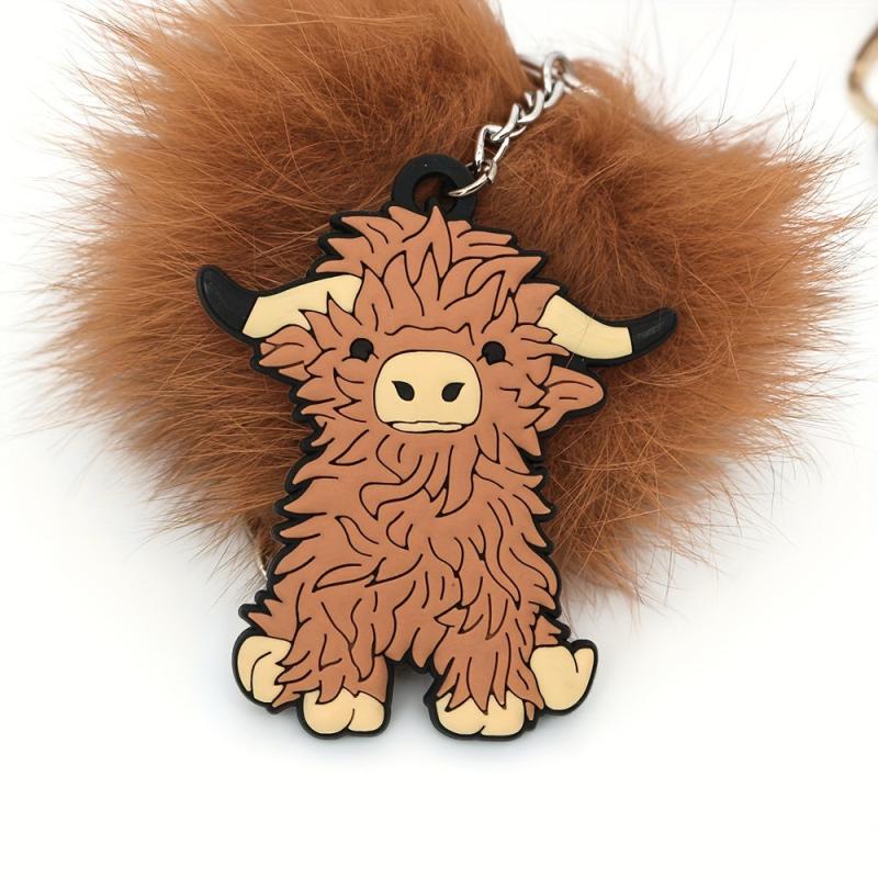 Highland Cattle PVC Keychain Cartoon Keychain For Men