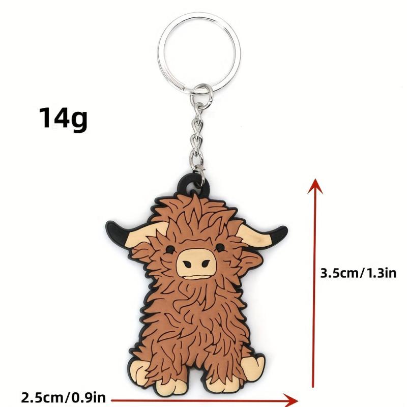 Highland Cattle PVC Keychain Cartoon Keychain For Men